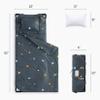 Wake In Cloud - Cot Nap Mat with Pillow and Blanket, 100% Cotton Fabric, for Toddler Kids Boys Girls Ages 3 Plus in Daycare Kindergarten Preschool, Stars Space Rockets, Dark Gray view 2