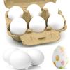 6pcs Wooden Fake Eggs, White Wooden Easter Eggs, DIY Kitchen Pretend Play Food Set,Children Kitchen Play Toys,Fake Chicken Eggs for Home Farm Decor view 1