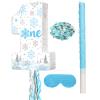 Aoriher Boys 1st Birthday Piata Winter Onederland Game Set Blue Silver Snowflake Piata with Stick Blindfold Mask Confetti for Boys First Birthday Baby Shower Party Game Supplies Decor view 1