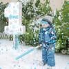 Aoriher Boys 1st Birthday Piata Winter Onederland Game Set Blue Silver Snowflake Piata with Stick Blindfold Mask Confetti for Boys First Birthday Baby Shower Party Game Supplies Decor view 4