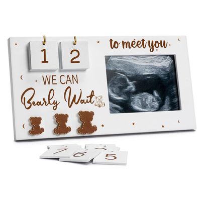 APLUSH Baby Sonogram Picture Frame with Baby Countdown Weeks for Pregnancy Announcement Gifts,4"X3" Ultrasound Photo Gender Reveal, Unique Gift for Pregnant Women