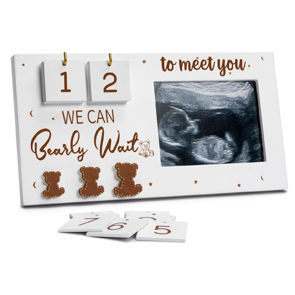 APLUSH Baby Sonogram Picture Frame with Baby Countdown Weeks for Pregnancy Announcement Gifts,4"X3" Ultrasound Photo Gender Reveal, Unique Gift for Pregnant Women
