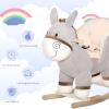 Qaba Kids Rocking Chair, Plush Ride On Rocking Horse Donkey with Sound, Wood Base Seat, Safety Belt, Baby Toddler Rocker Toy for 18-36 Months, Gray view 4
