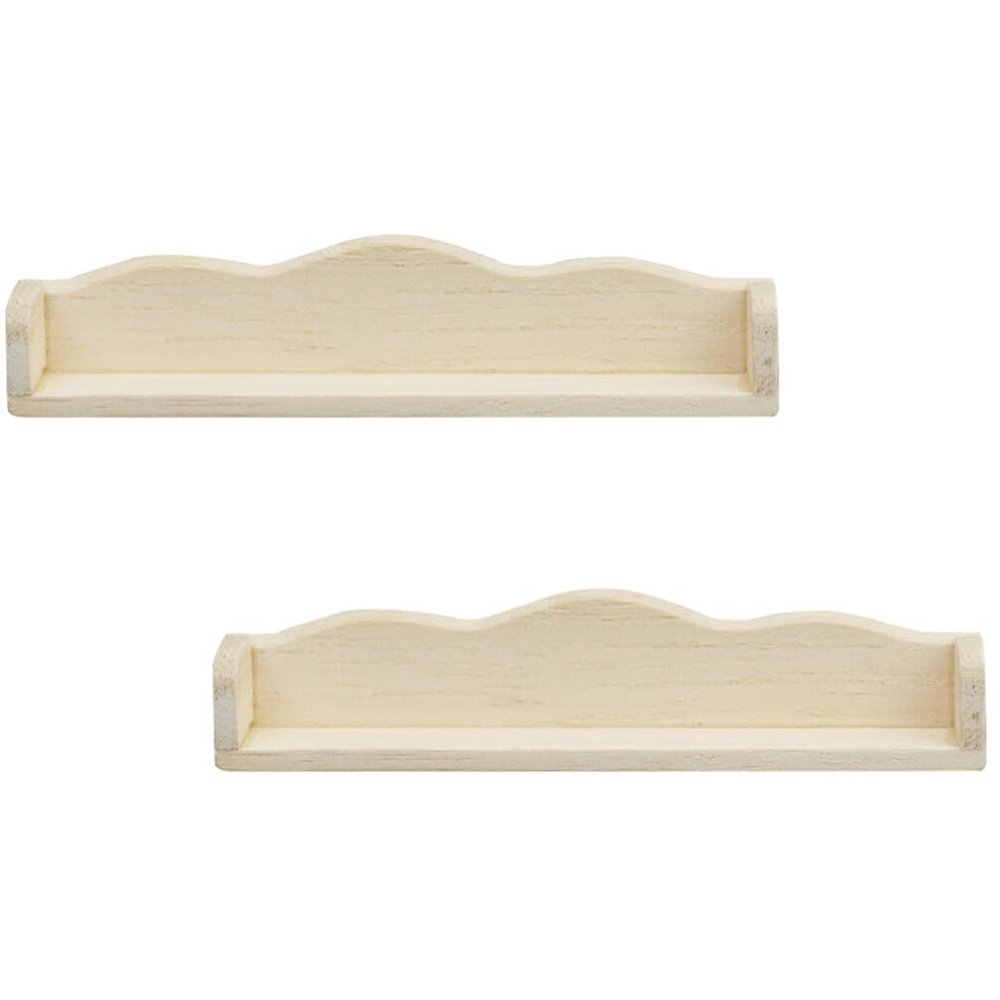 2pcs Miniature Wooden Wall Shelf for Dollhouse, 1:12 Scale Dollhouse Decor, Ideal for Displaying Miniature Accessories and Furniture