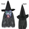 PENINSULA LOVE Creepy Witch Mask with Hat Hair,Halloween Scary Old Woman Mask Green Eyes Witch Cosplay Costume 3-in-1 set view 4