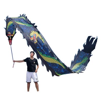 CMYUN Dragon Poi Black Dragon Dance Ribbon Extra Long - Portable Silk Dragon Poi Kite for Kids Adults, Colorful Dragon Streamer with Head, for Gym Exercise Play (Size : Length - 6m/19.5ft)