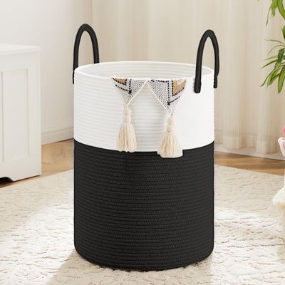 Artfeel Laundry Basket,Woven Cotton Rope Laundry Hamper,60L for Decorative Storage of Dirty Clothes,Toys and Blankets in Bathroom,Baby Room and Living Room