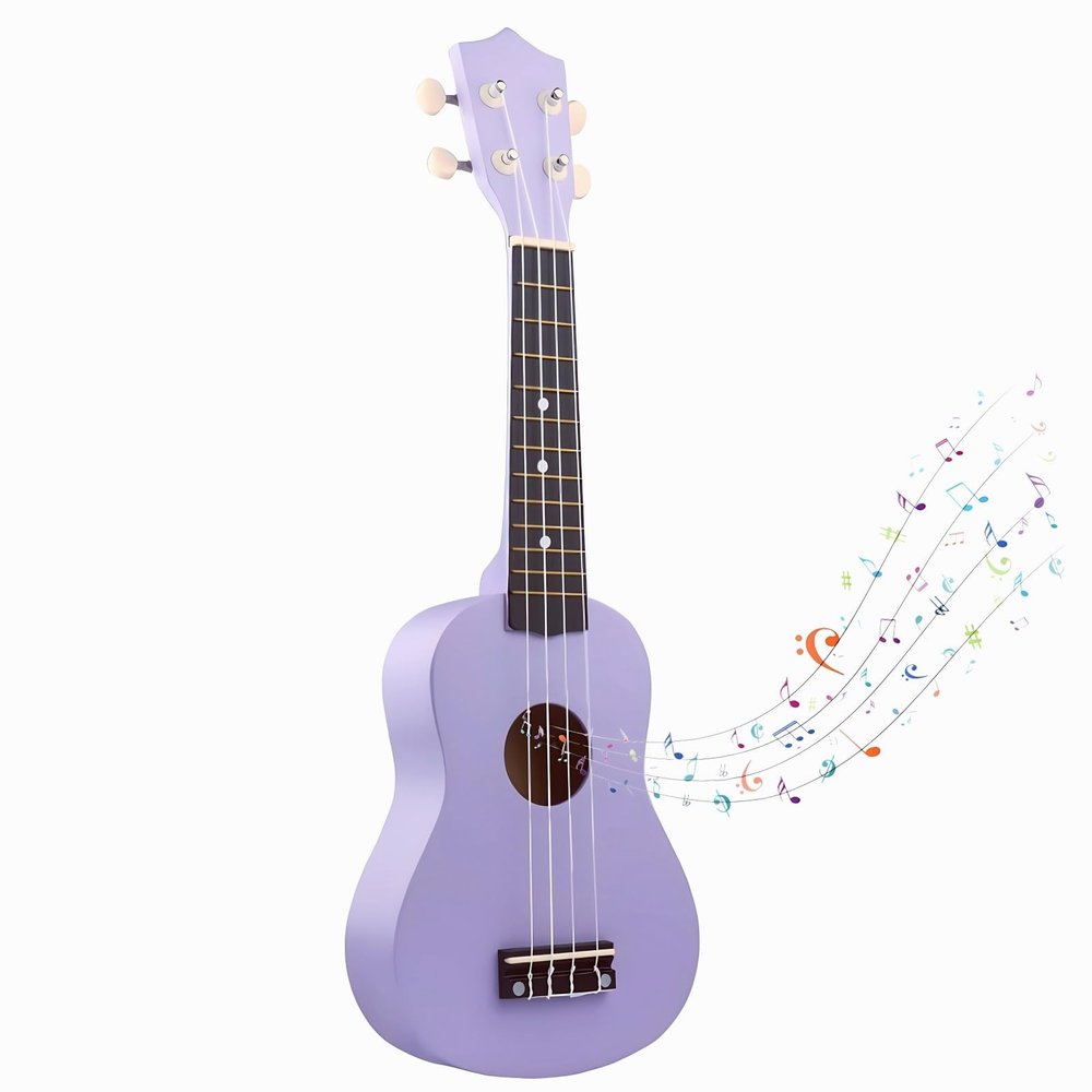 21 Inch Carbon Fibre Kids Toddler Child Children Acoustic Guitar Ukulele Musical Instruments Ideal for 3-9 Year Old Boys Girls Gifts (Purple)