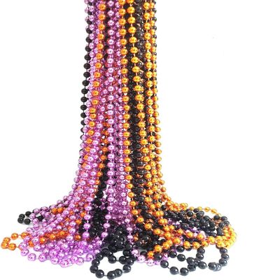 36 Halloween Mardi Gras Beads Bulk, Black, Orange Purple Metallic Costume Necklaces For Halloween Party Decoration, Halloween Party Favors, Mardi Gras Parade