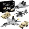 Apostrophe Games 5 Military Building Block Sets (730 Pieces) F/A-18 Hornet, F-14 Tomcat Fighter Jet, AH-64 Apache Helicopter, M2 Bradley Tank, and Humvee Avenger view 1