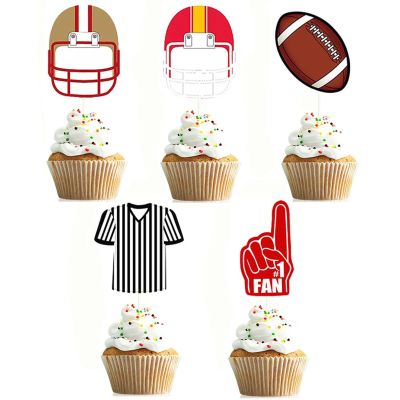 20Pcs American Football Cupcake Topper Rugby Ball Cupcake Topper Super Rugby Sports Theme Cake Decorations For Baby Shower Birthday Party Supplies
