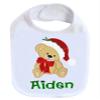 Christmas Baby Bib Teddy Bear Bib Personalized with Custom Name view 1