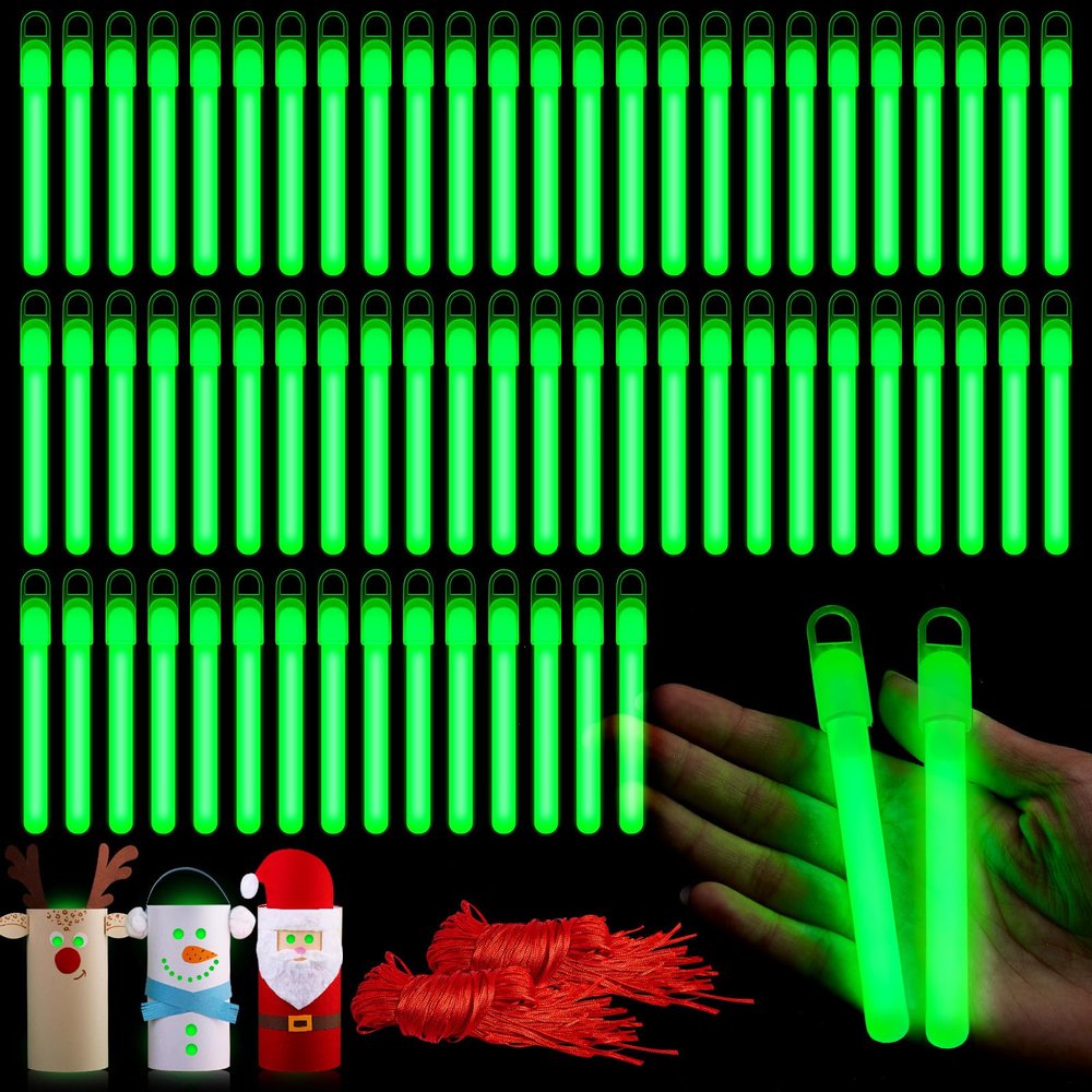 Lewtemi 100 Pack 4" or 6" Bright Glow Sticks Bulk, Glow in the Dark Party Supplies Birthday and Holidays (4 Inch,Green)