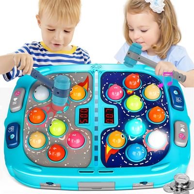 Whack Game Mole for Toddlers, Toys for 3-12 Year Old Boys and Girls, Pounding Game for Kids,Gifts for 3 4 5 6 7+ Year Old Boys, Interactive Educational Toy with Sound and Light,PK Mode with 2 Hammers