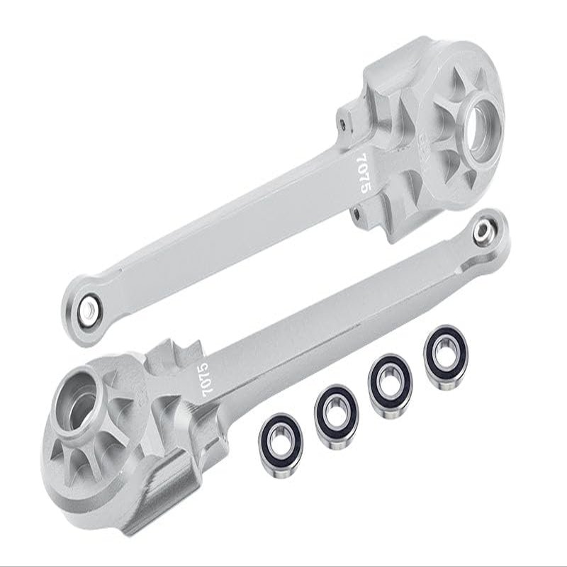 Aluminum 7075 Rear Suspension Arms (Larger Inner Bearings) for Tamiya 1:10 R/C 58719 BBX BB-01 Chassis - Silver