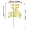 1 PCS Happy 16th Birthday Cake Topper Glitter Cheers to 16 Years Birthday Cake Pick Sixteen Sweet 16 Cake Decoration for Happy 16th Birthday Anniversary Theme Party Decorations Supplies Gold view 2