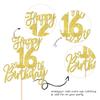 1 PCS Happy 16th Birthday Cake Topper Glitter Cheers to 16 Years Birthday Cake Pick Sixteen Sweet 16 Cake Decoration for Happy 16th Birthday Anniversary Theme Party Decorations Supplies Gold view 3