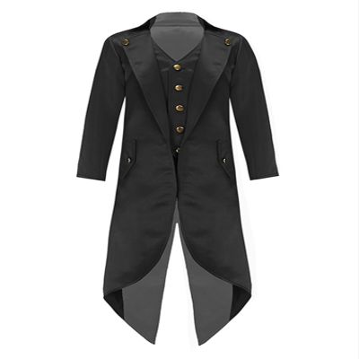 Aislor Kids Boys Medieval Steampunk Tailcoat Jacket Vintage Halloween Gothic Victorian Renaissance Tuxedo Coat Costume Black 14 Years