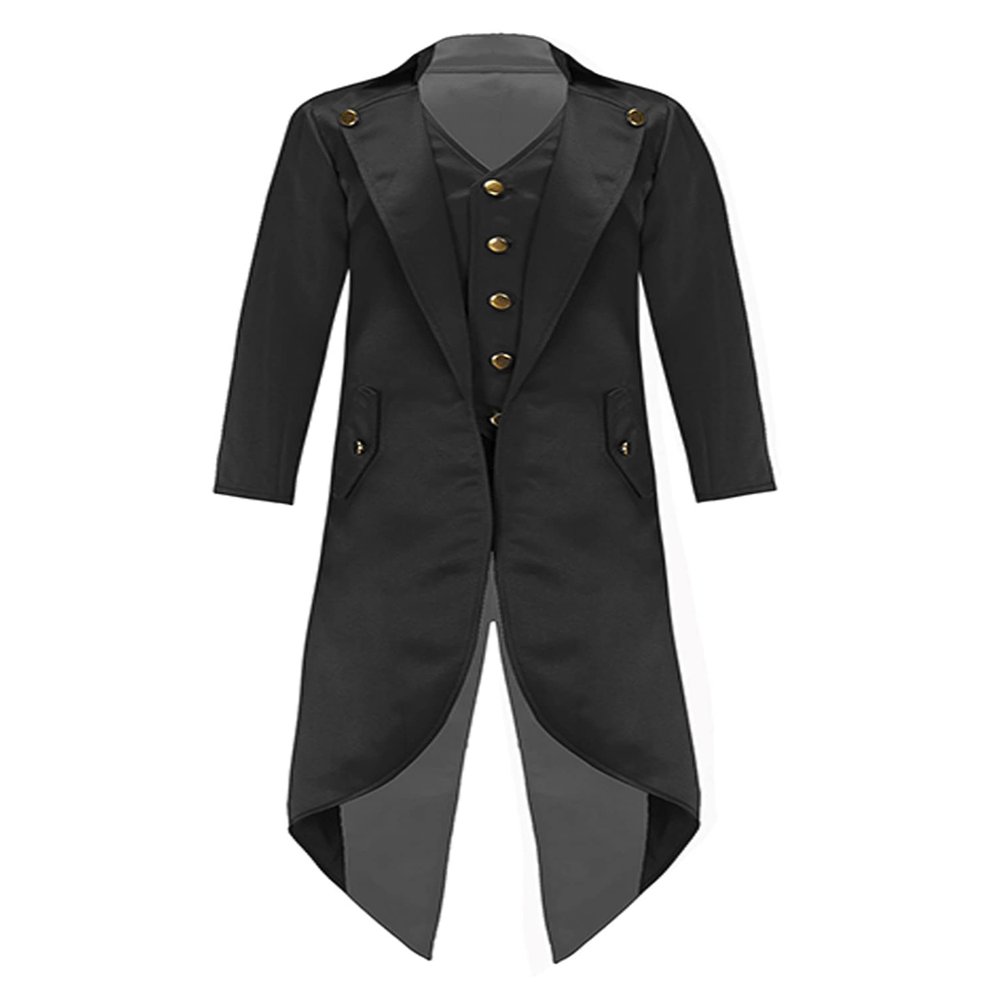 Aislor Kids Boys Medieval Steampunk Tailcoat Jacket Vintage Halloween Gothic Victorian Renaissance Tuxedo Coat Costume Black 14 Years
