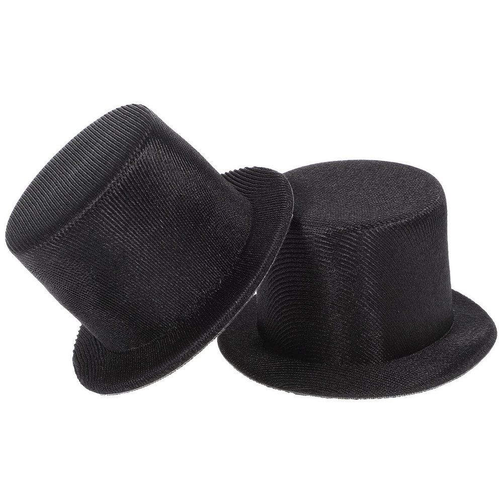 Abaodam 2pcs Mini Black Top Hats Christmas Doll Crafts Hat for DIY Hair Accessories decorate Christmas Tree Ornaments