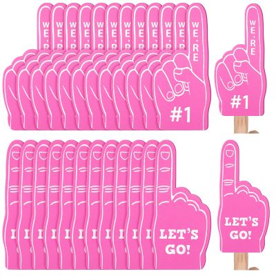 Sinmoe 24 Pcs Mini Foam Finger Baseball Fan Mini Foam Finger, We're #1 Sports Themed Party Supplies for Baseball Hockey Football Basketball Events Team Gifts(Pink)