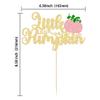 1Pc Little Pumpkin Cake Topper Pink Glitter Girl Pumpkin Baby Shower Cake Topper Decorations for Autumn Little Pumpkin Themed Baby Shower Kids Girls Birthday Party Supplies view 2
