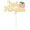 1Pc Little Pumpkin Cake Topper Pink Glitter Girl Pumpkin Baby Shower Cake Topper Decorations for Autumn Little Pumpkin Themed Baby Shower Kids Girls Birthday Party Supplies view 3