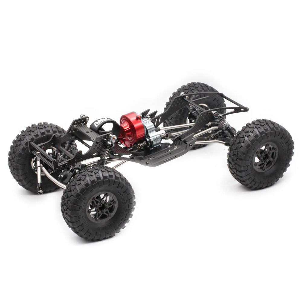 AMK 320mm Wheelbase 1/10 RC Chassis Frame Carbon Fiber LCG Crawlers Body with 1.9 Beadlock Wheels and Tires for Axial SCX10 Upgrades DIY Builder Kit (C)