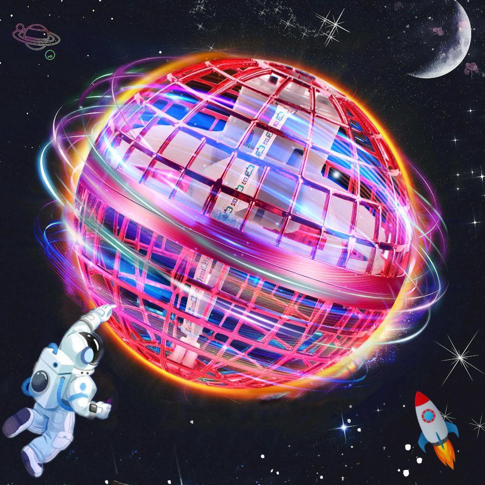 OKPOW Galaxy Ball Hover Orb Drone: Flying Orb Ball Hover Boomerang Ball for Kids - Globe Cosmic Galactic Fidget Spinner- Fly Floating Ball for Christmas
