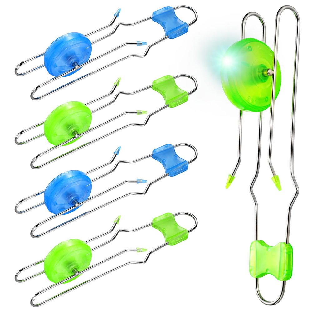 Gejoy 4 Pcs Magic Rail Twirler Kids Retro Toys Light up Magnetic Gyro Wheels Toy Gyroscope Rail Game Classic Vintage Gravity Sensory Toy Gift for Boy Girl(Straight Line Style,Blue, Green)