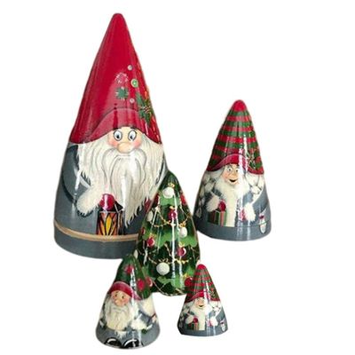 Bagima Christmas Nesting Dolls 5 Pieces of Christmas Matryoshka Christmas Dwarf Collection Dolls Stacking Dolls Ornaments Christmas Decorations (300g with Brush)