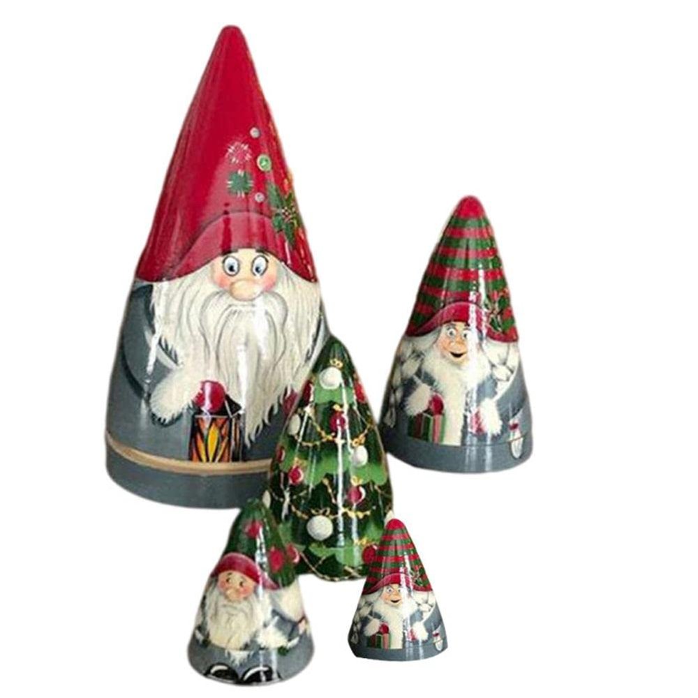 Bagima Christmas Nesting Dolls 5 Pieces of Christmas Matryoshka Christmas Dwarf Collection Dolls Stacking Dolls Ornaments Christmas Decorations (300g with Brush)