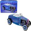 1932 Roadster Hot Rod Blue Metallic with Flames and White Interior Limited Edition to 468 Pieces Worldwide 1/18 Diecast Model Car by Acme A1805024 view 1