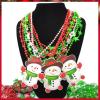 Becfupo 100 Pcs Christmas Beads Necklaces Bulk, Red Green Silver Beaded Necklaces With Xmas Tree Snowman Reindeer Santas Pendants For Chirstmas Party Favors view 4