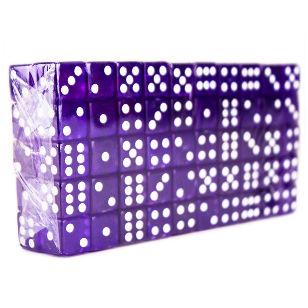 100 Pack Translucent 16mm Game Dice - Choose from 6 Colors! (Purple)