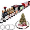 16 PCS Rocky Mountain Train Set with Coal Cart, Tank Carriage, Light & Whistle Sound - 5 Train Cars with 11 Rail Sections view 2
