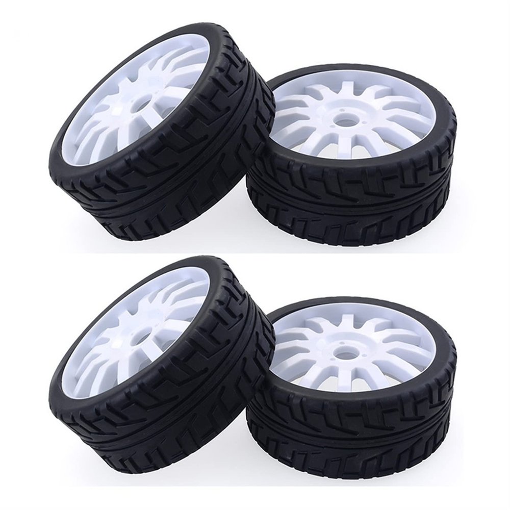 4PCS 1/8 RC Car Rubber Tyres Plastic Wheels for Redcat Team Losi VRX HPI Kyosho HSP Carson Hobao 1/8 Buggy/On-Road Car Modification Accessories
