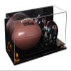 Better Display Cases Acrylic Display Case for Full Size Football and Mini Helmet with Mirror Case, Orange Risers, Wall Mount and Black Base - 19.25" x 8.25" x 8" (B47/A103) view 1