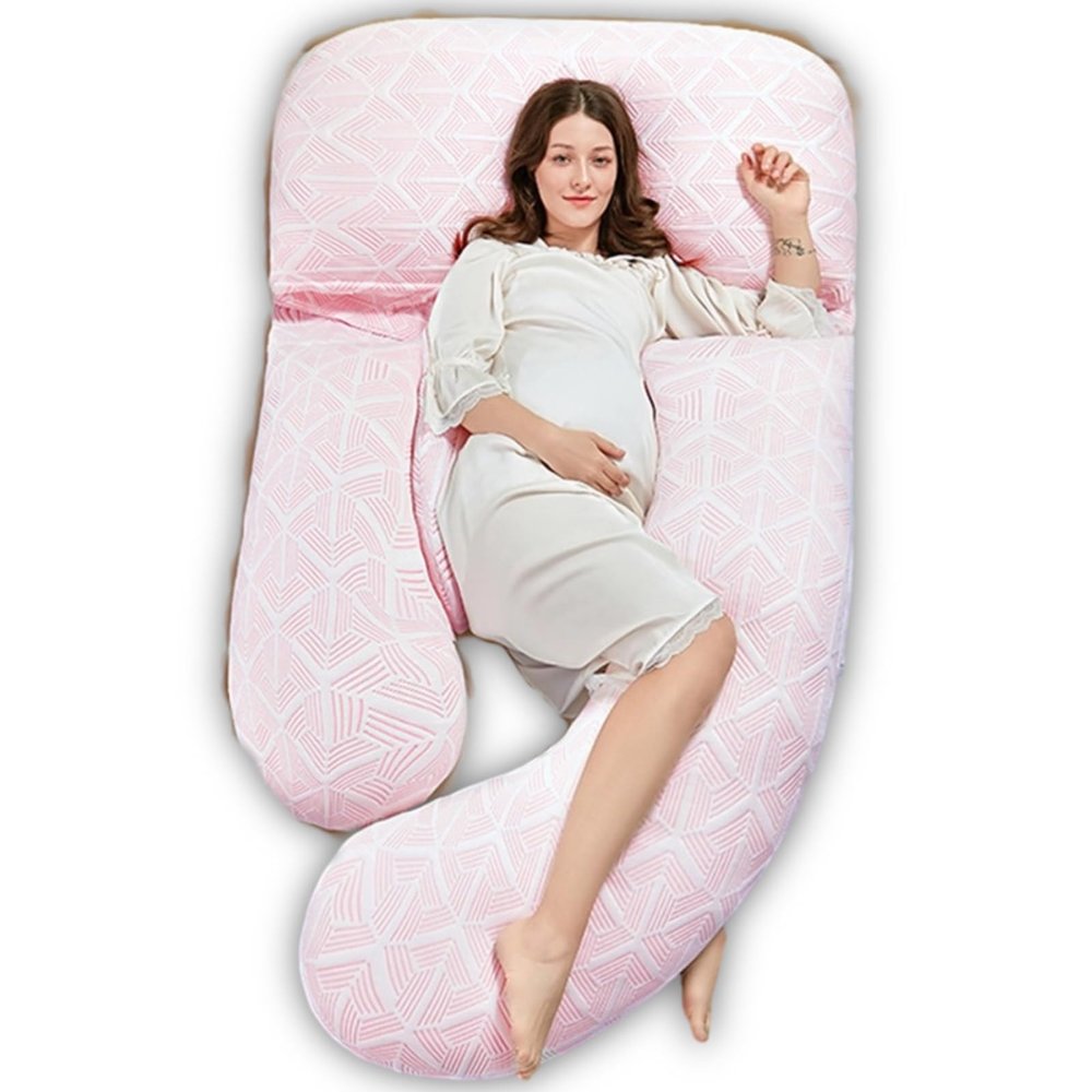 Pregnancy Pillows for Sleeping,Support for Belly, Back, Legs, Hips,U Shaped Full Body Pillow for Pregnancy Women,Maternity and Nursing Pillow with Auto Adjust Temp (Pink)
