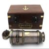 14 Inch Vintage Nautical Brass Telescope with Wood Box  Handheld Spyglass for Marine, Pirate, and Captain Use view 1