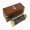 14" Handheld Brass Telescope with Engraved Imprints Pirate Collection Spyglass with Wooden Box Vintage Nautical Collectible, Antique Brass Pirate Scope Gift view 1
