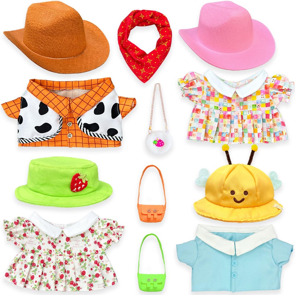 Capybara Plush Clothes & Accessories Set for 10 in Capybara Stuffed Animals - 12 Pcs Dress Up Outfits for Capybara Plush Toys