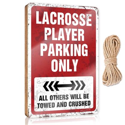 Funny Sign Decor Lacrosse Player Parking Only Wooden Sign Funny Hanging Sign Decor Signs (Size : 15X28CM)