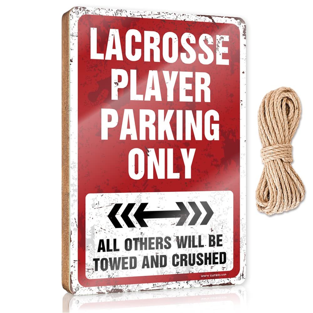 Funny Sign Decor Lacrosse Player Parking Only Wooden Sign Funny Hanging Sign Decor Signs (Size : 15X28CM)
