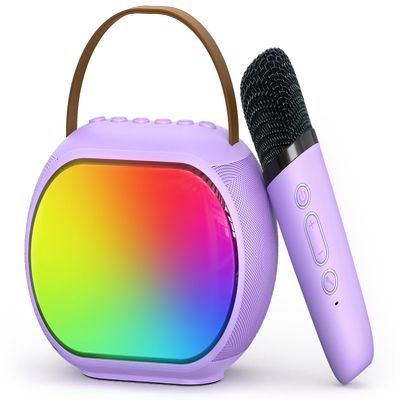 Heroange Karaoke Microphone Machine with 2 Drivers, Toy for Girls Boy Ages 3, 4, 5, 6, 7, 8, 9, 10, 11, 12+ Years Old, Portable Bluetooth Speaker Christmas Birthday Gift for Kids Teens Adults(Purple)
