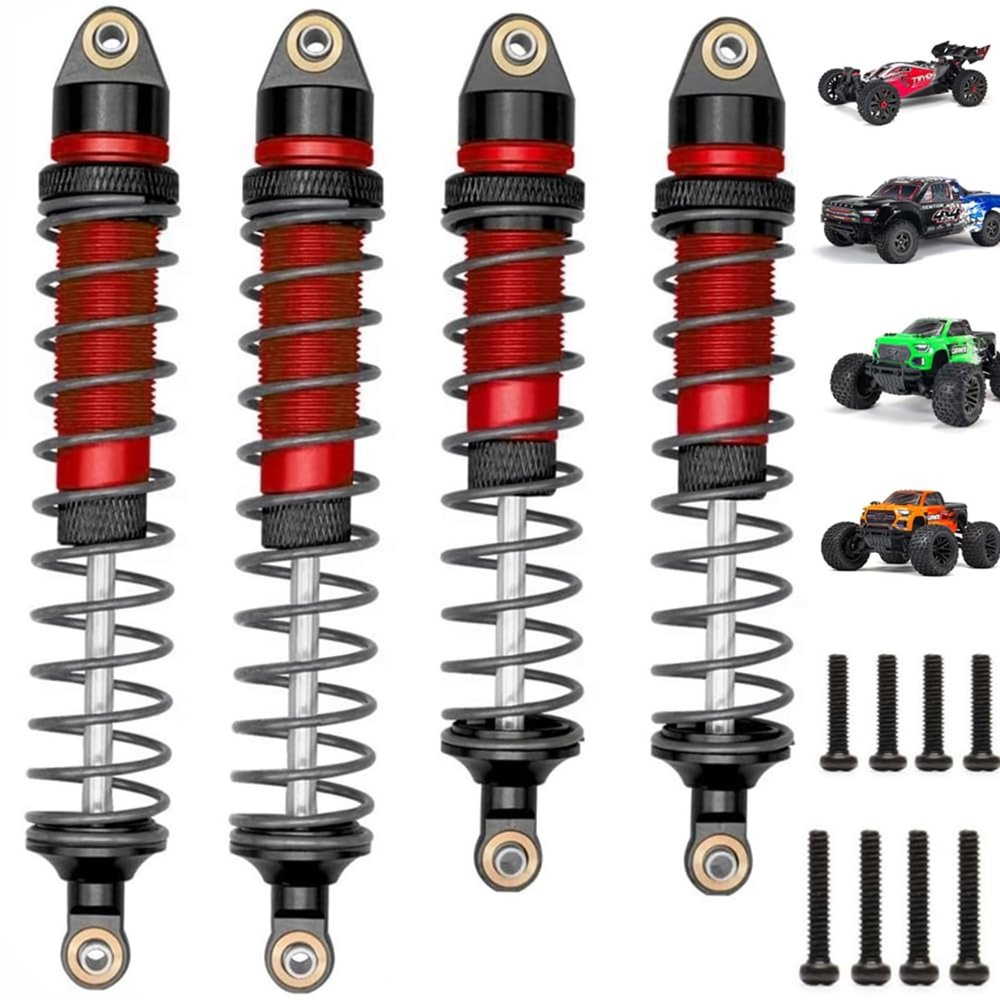 4pcs Front Rear Shock Absorber Upgrades Part for 1/10 Arrma Senton 550 Granite 550 Typhon 3S 550 Bigrock 44 3S,Replace # AR330550 AR330551(Red)
