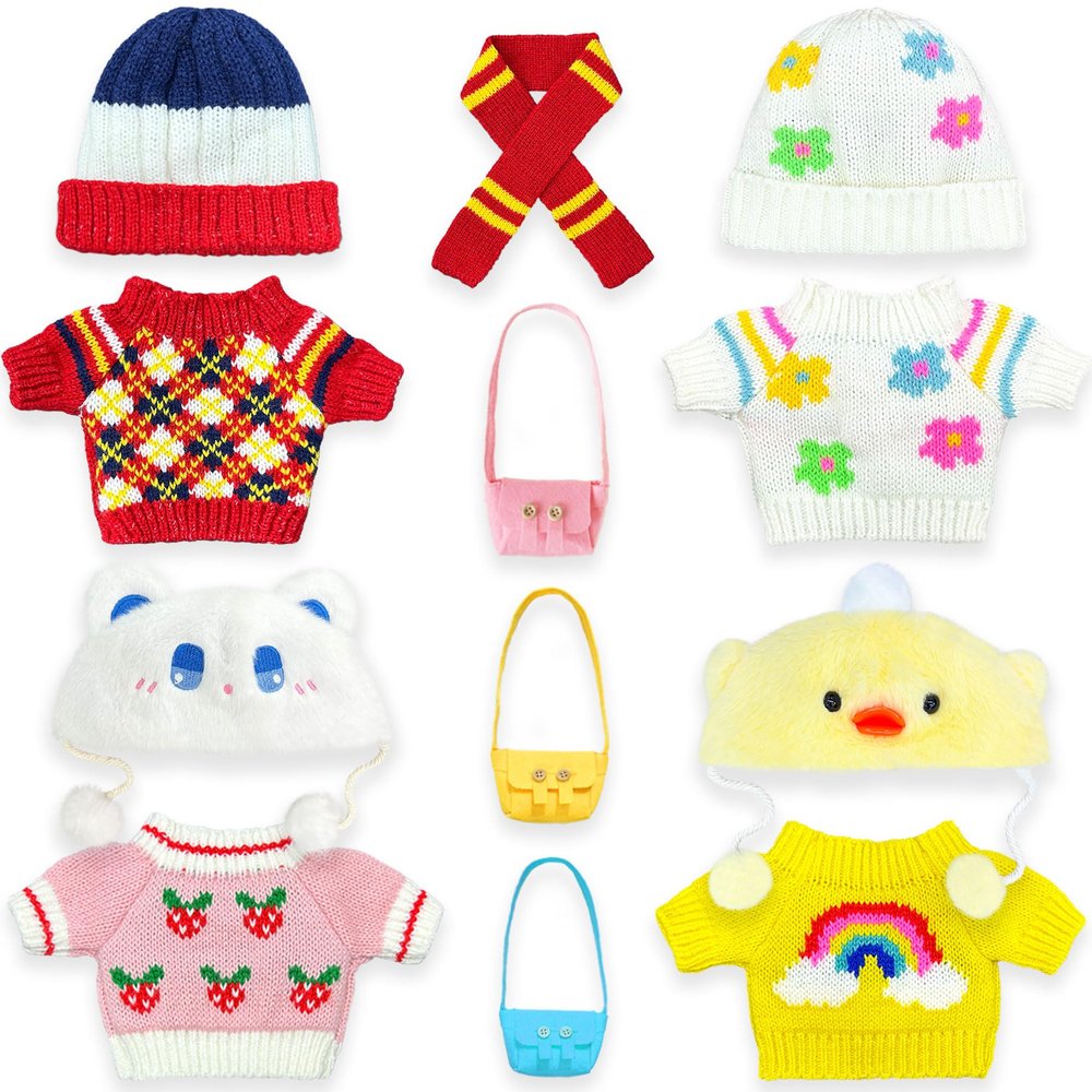 Capybara Plush Clothes & Accessories Set for 10 in Capybara Stuffed Animals - 12 Pcs Dress Up Outfits for Capybara Plush Toys