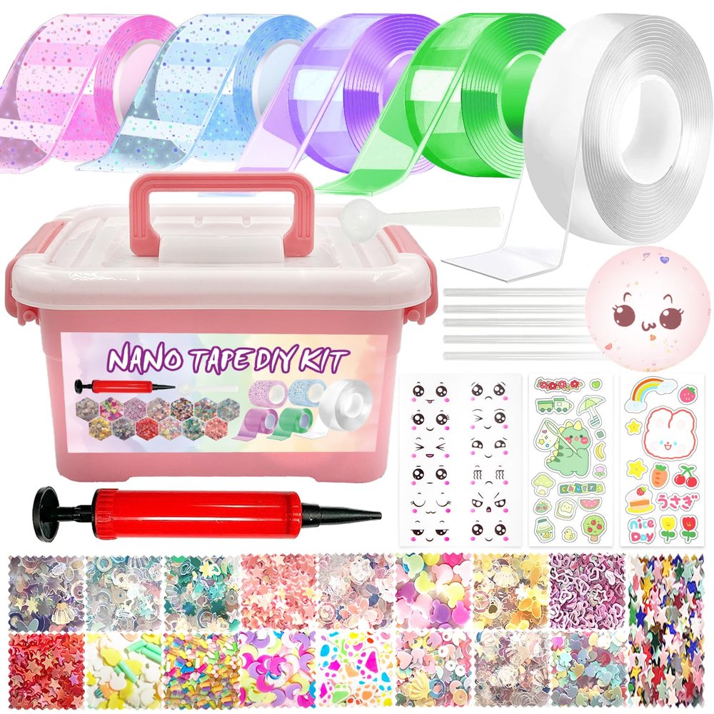 5 Pack Nano Tape Bubbles: Double Sided Elastic Bubbles with Glitter - DIY Stress Relief Toys for Kids & Adults, Party Favors, Classroom Gifts
