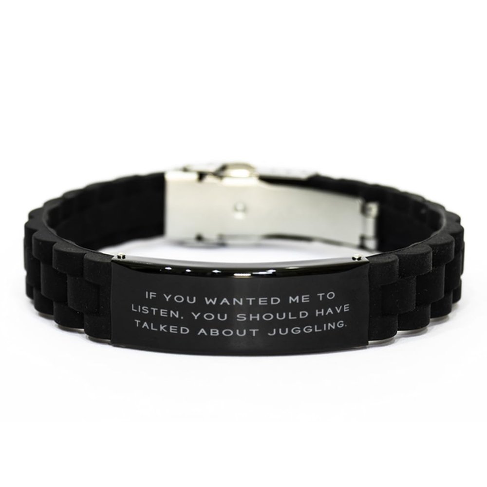 Amangny Joke Juggling Gifts, If You Wanted Me to, Beautiful Black Glidelock Clasp Bracelet For Friends, Engraved Bracelet From Friends, Jugglingbirthdaygift, Jugglingbirthdayparty, Jugglingtricks,