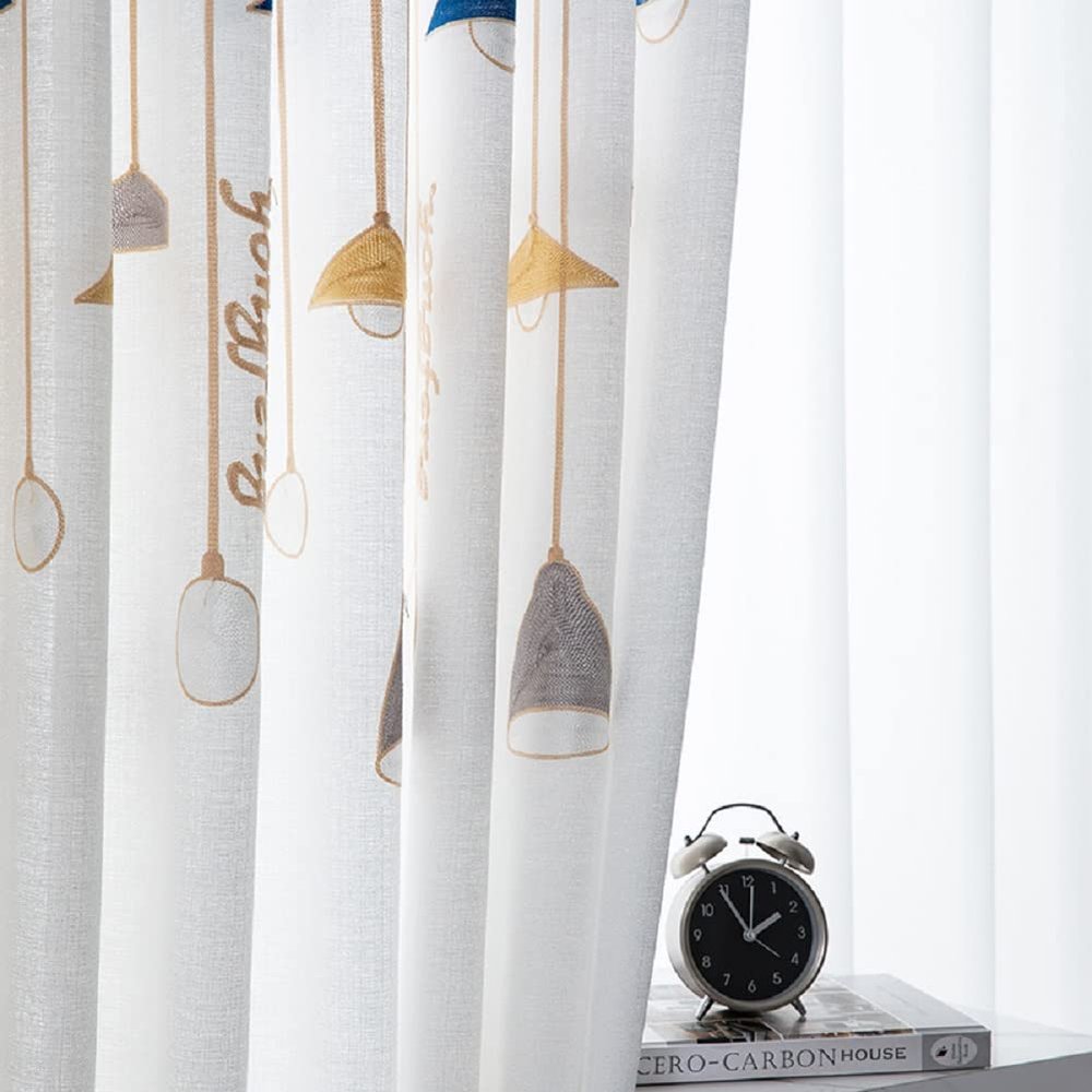 Iuokuby Modern Simple Kids Nursery Childern Baby Sheer Curtains Window Treatments for Living Dining Room Bedroom Patio Bay Window(1 Panel, W 100 x L 102 inch, White)